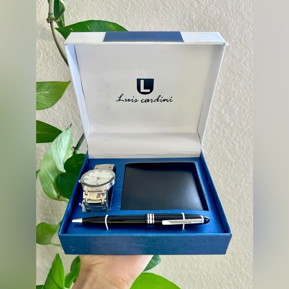 Luis Cardini Watch, Wallet, and Pen Giftbox Set NIB